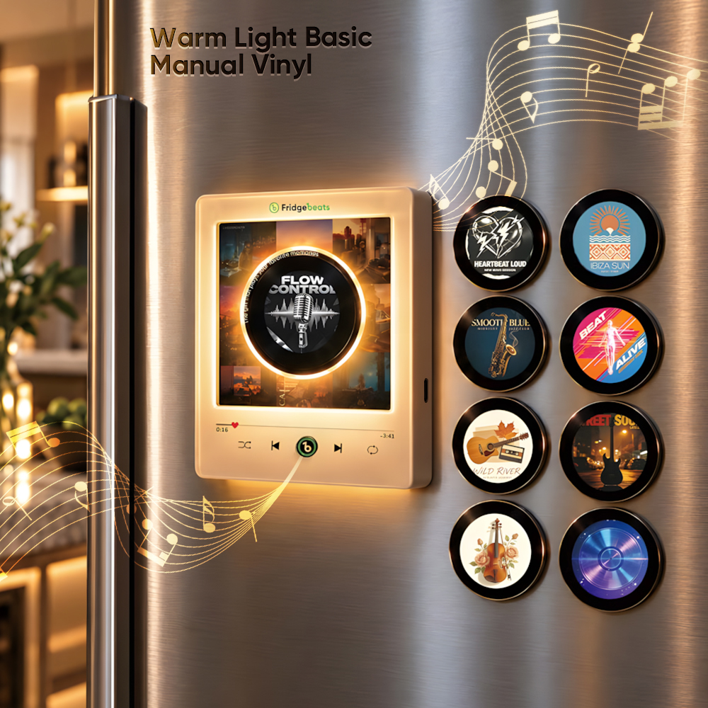 Personalized Photo & Music Vinyl Fridge Magnet with Rotating Record– Custom Records with Dynamic LED Light Fridgebeats V6.0