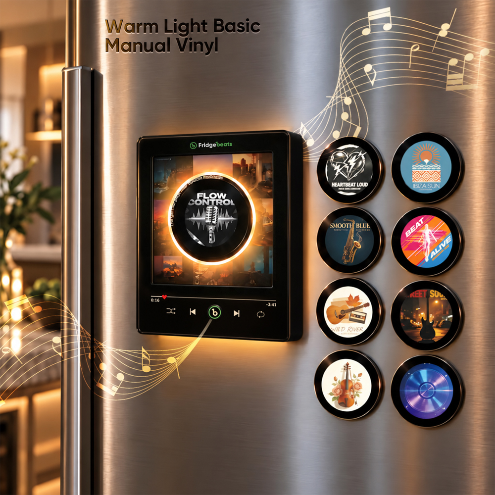 Personalized Photo & Music Vinyl Fridge Magnet with Rotating Record– Custom Records with Dynamic LED Light Fridgebeats V6.0