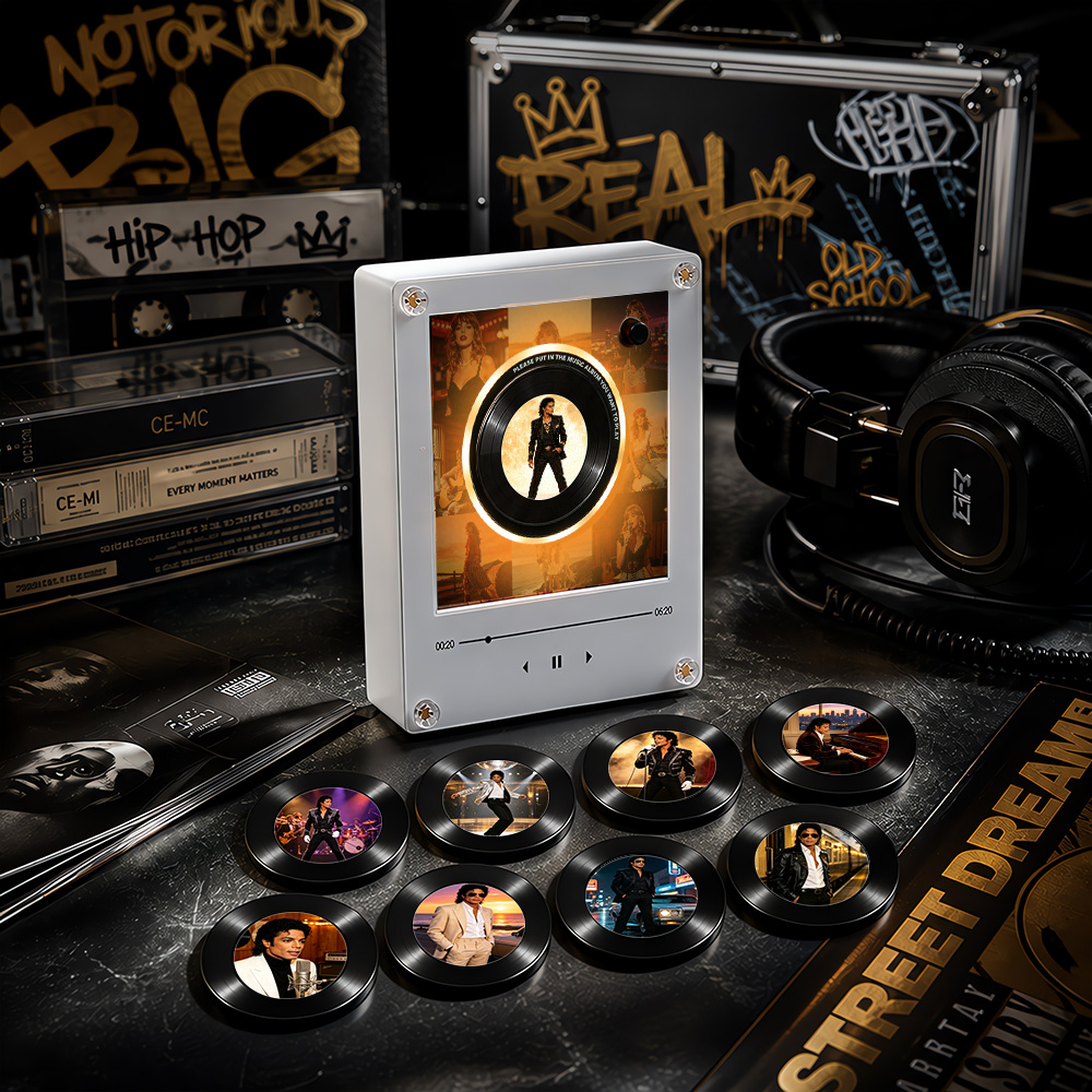 NFC King of Pop Album Music Player Magnet Custom Retro Dance Singer Record Art Gift with 9 Discs