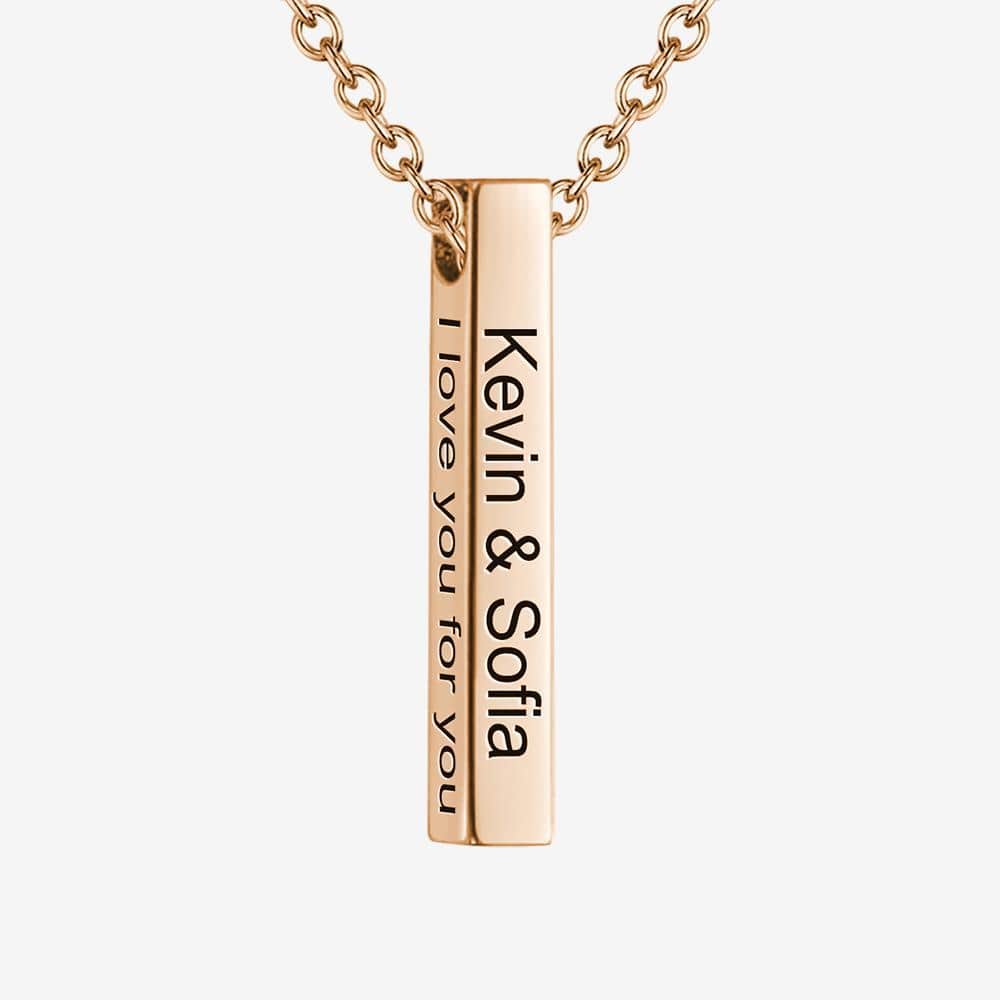 Bar Necklace Gift For Mom Birthday Gift - 4 Sided Engraving - Giftlab