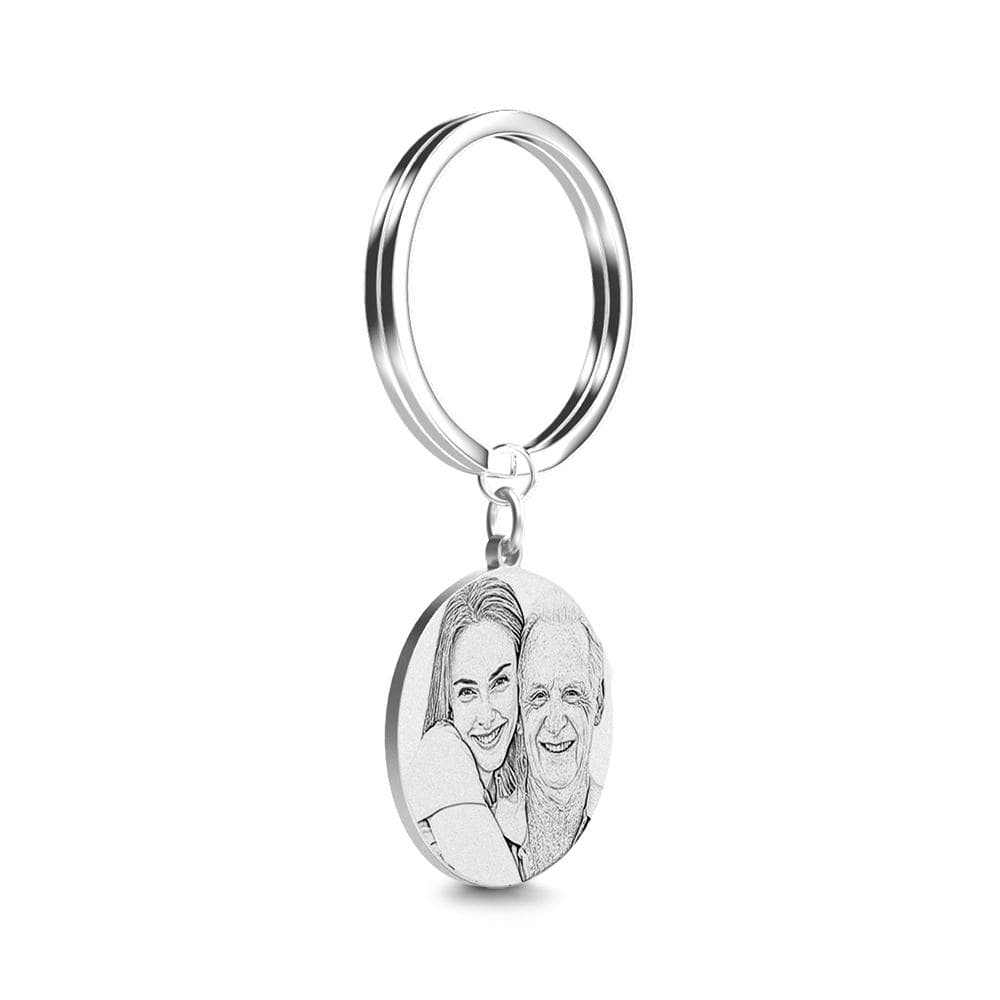 Memorial Gift Photo Engraved Tag Key Chain Stainless Steel - Giftlab