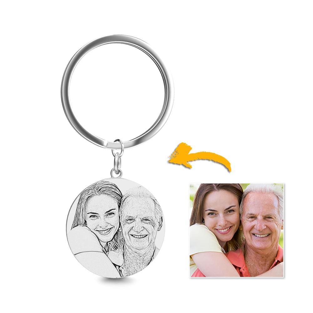 Memorial Gift Photo Engraved Tag Key Chain Stainless Steel - Giftlab