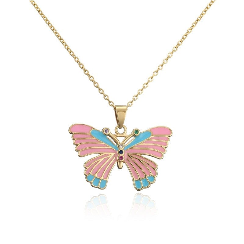 Butterfly Necklace Colorful Oil-dripping Pink Valentine's Day Gifts - Giftlab