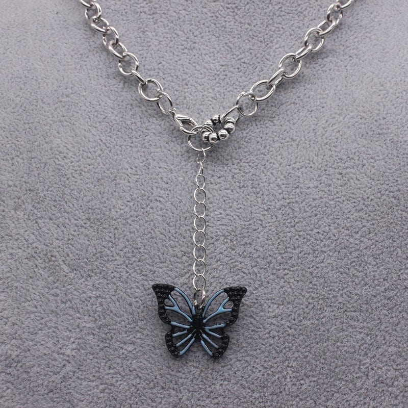 Blue and Black Butterfly Necklace Hip Hop Style Valentine's Day Gifts for Couple - Giftlab