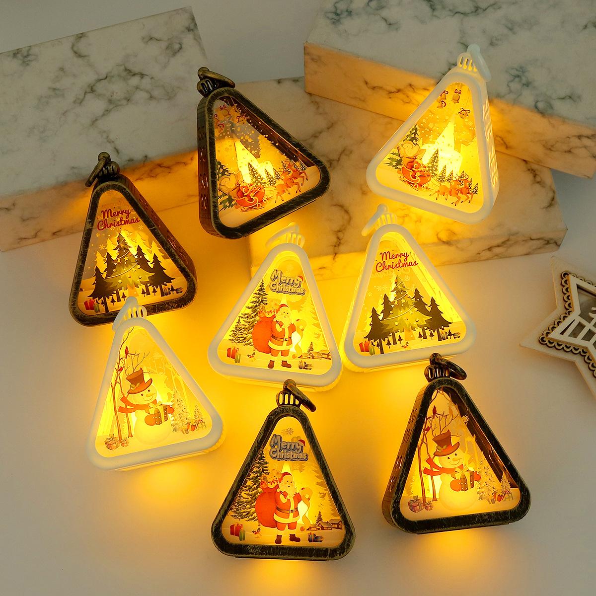 Retro Night Light Christmas Decorations Luminous Gift Window Desktop Ornaments Layout Props Atmosphere Wind Lamp