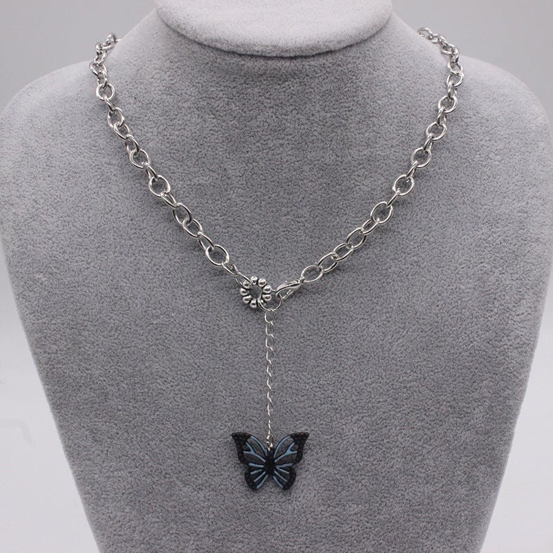 Blue and Black Butterfly Necklace Hip Hop Style Valentine's Day Gifts for Couple - Giftlab