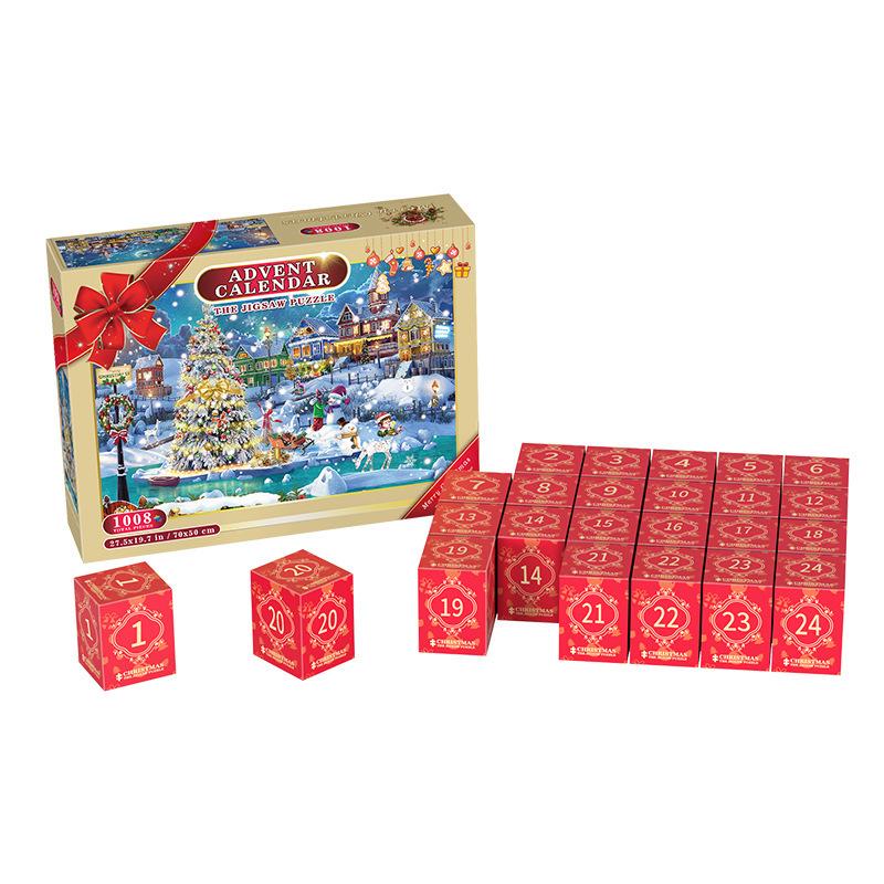 Christmas Countdown Jigsaw Advent Calendar 24 Days 1008 Pieces Puzzle Blind Box