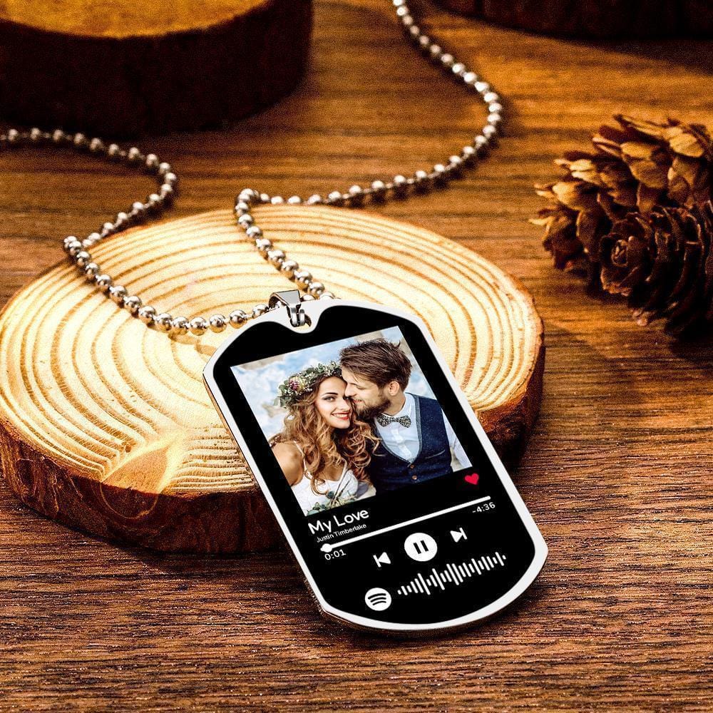 Spotify Necklace Personalized Music Spotify Code Stainless Steel Couple Photo Necklace - Giftlab