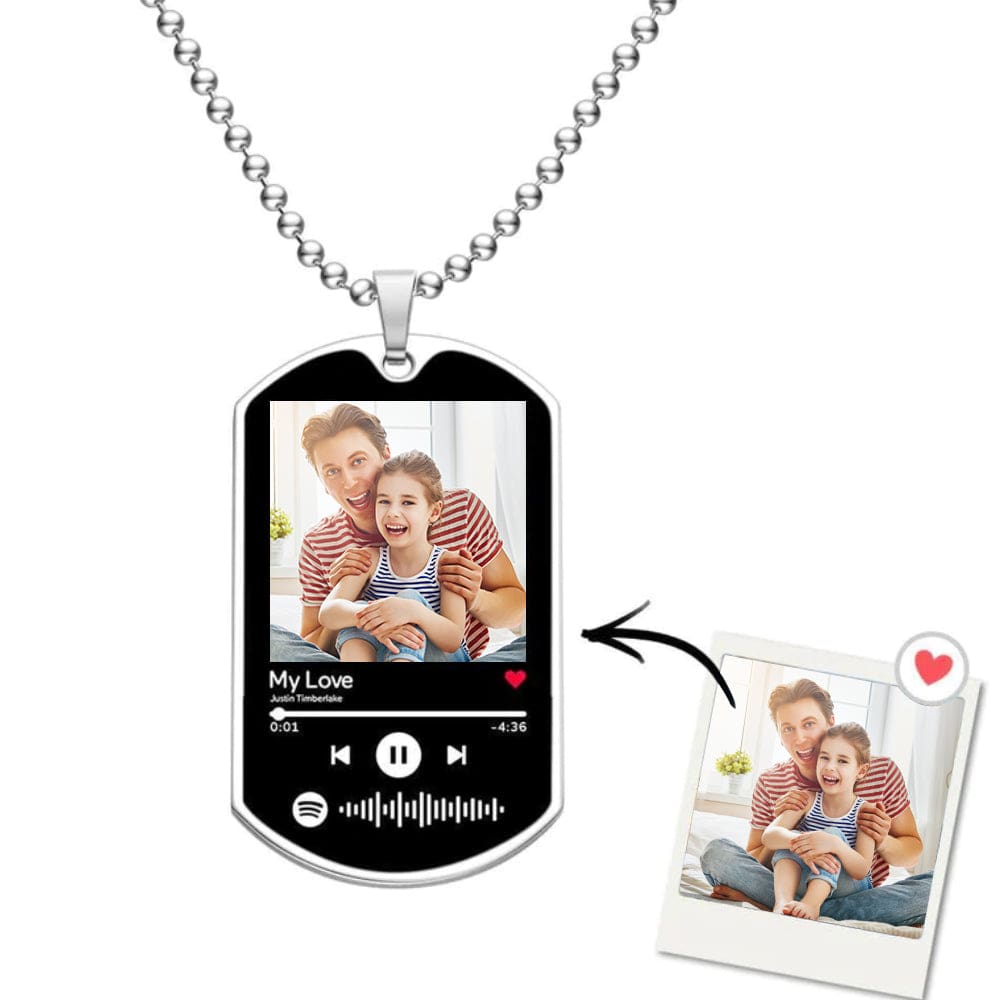 Personalized Gifts for Father Spotify Necklace Stainless Steel Photo Necklace Father’s Day Gift - Giftlab
