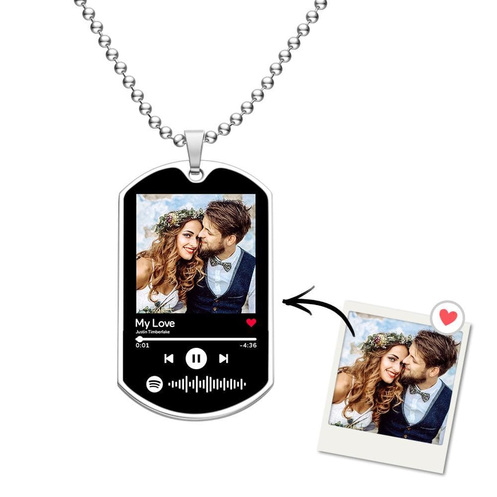 Spotify Necklace Personalized Music Spotify Code Stainless Steel Couple Photo Necklace - Giftlab