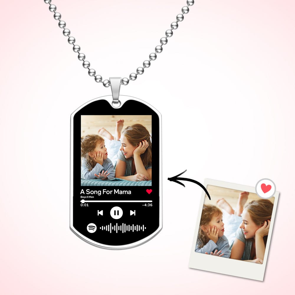 Personalized Gifts for Mother Spotify Necklace Stainless Steel Photo Necklace - Giftlab