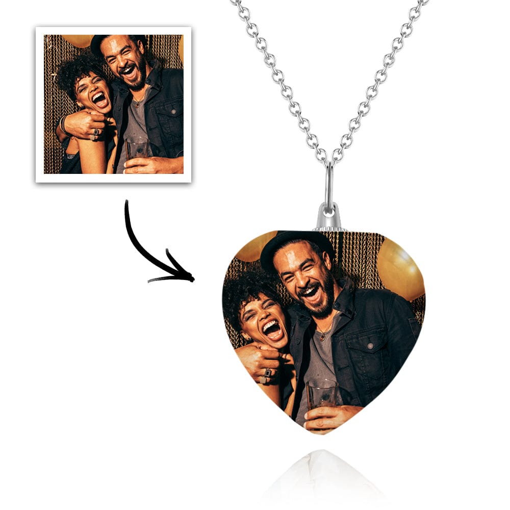 Custom Photo Necklace Personalized Charm Heart Shaped Crystal - Giftlab