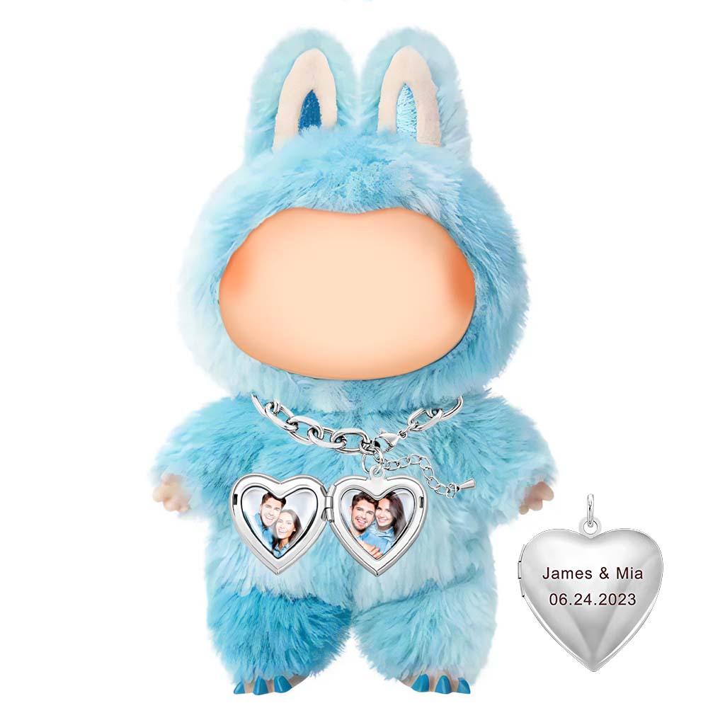 Custom Necklace for Labu Personalized Heart Locket Necklace Vintage Adjustable Link Necklace Gifts Monster Doll Necklace