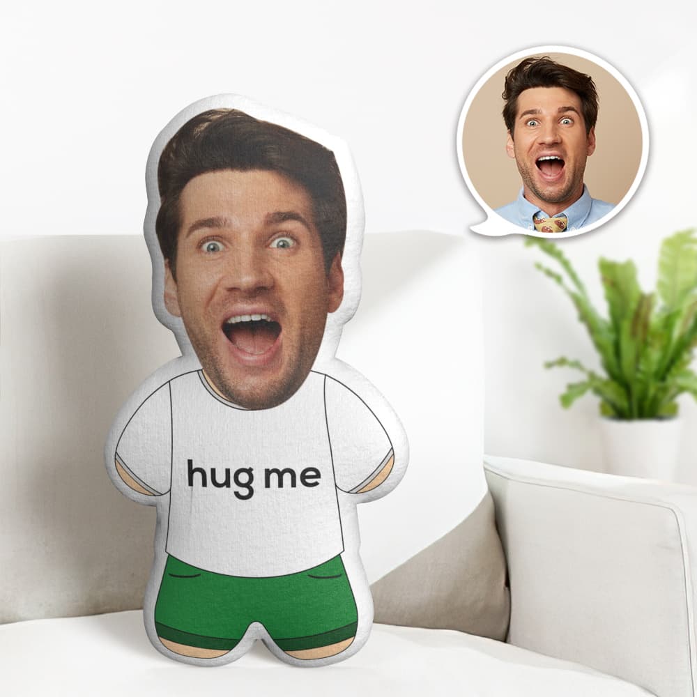 Cute Minime Throw Pillow Custom Face Gifts Personalized Photo Minime Pillow Hug Me for Boy - Giftlab
