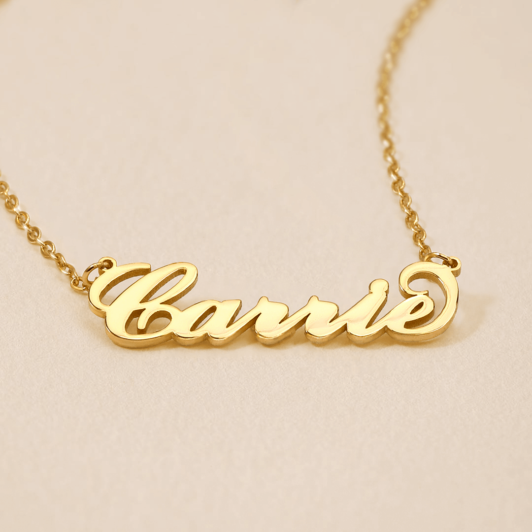 14K Gold Plated Carrie Name Necklace Copper Custom Necklace - Giftlab