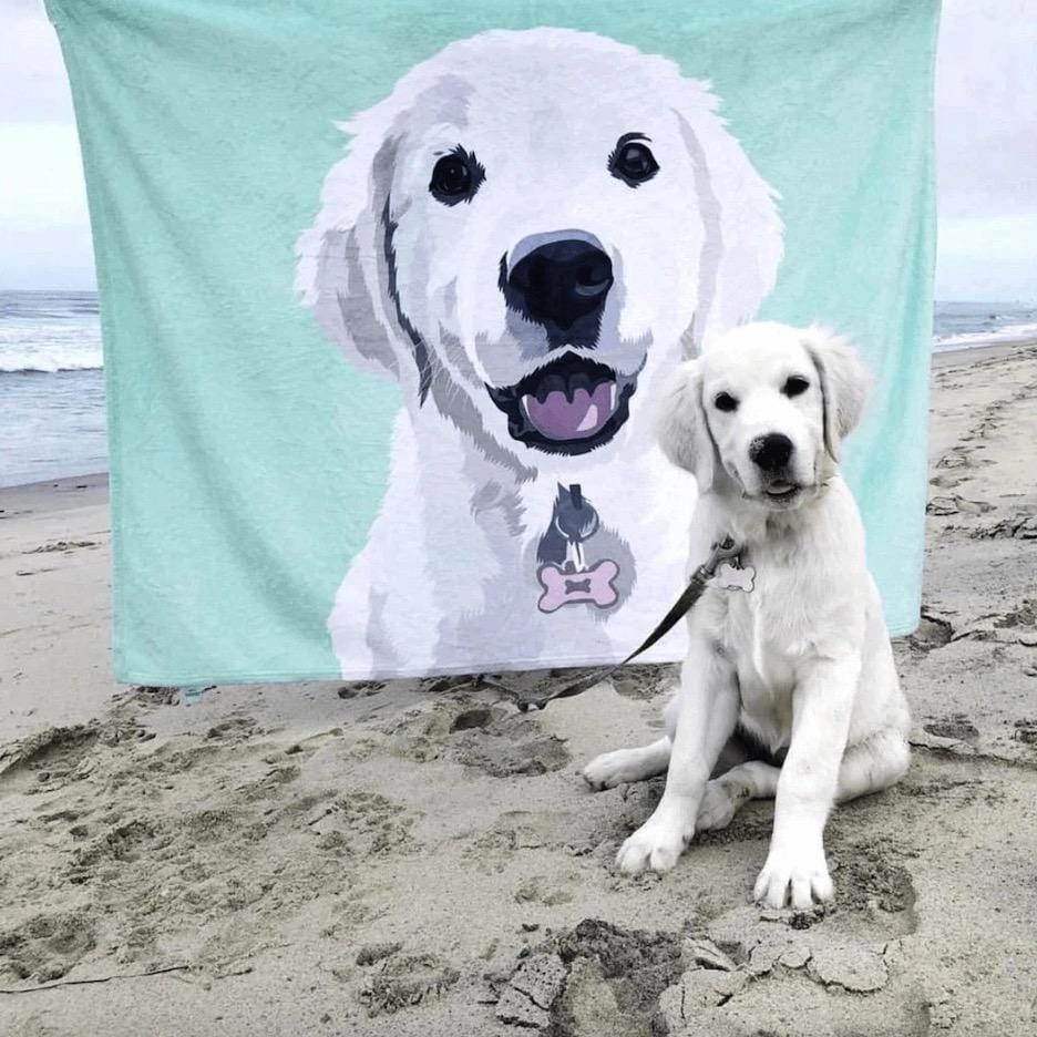 Custom Blanket Pet Memorial Gifts Dog Portrait Blanket - Giftlab