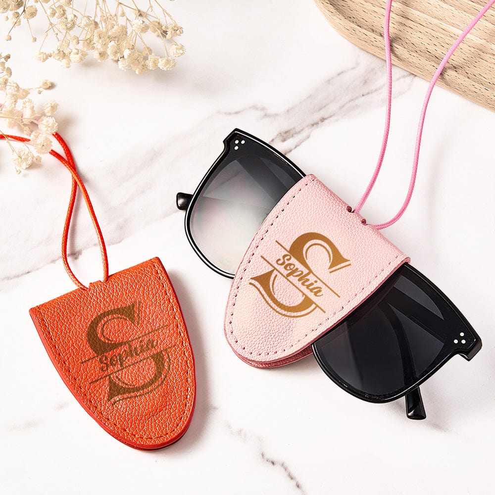 Personalized Leather Magnetic Glasses Clip Lanyard Birthday Gift for Travel Lover - Giftlab