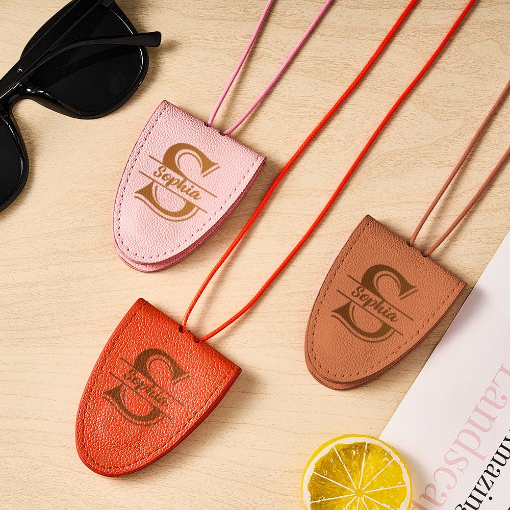Personalized Leather Magnetic Glasses Clip Lanyard Birthday Gift for Travel Lover - Giftlab