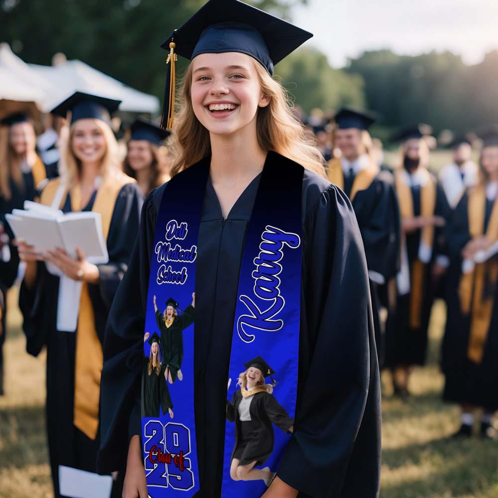Custom Graduation Stole Graduation Sash with Photo & Name Graduation Gift for Senior