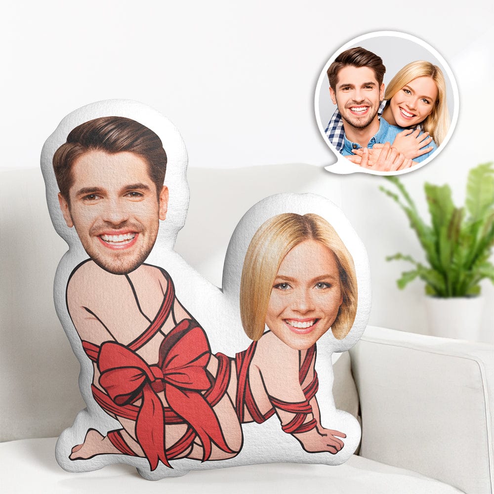 Custom Valentine's Day Gifts Face Pillow Bow Tie Couple Pillow - Giftlab
