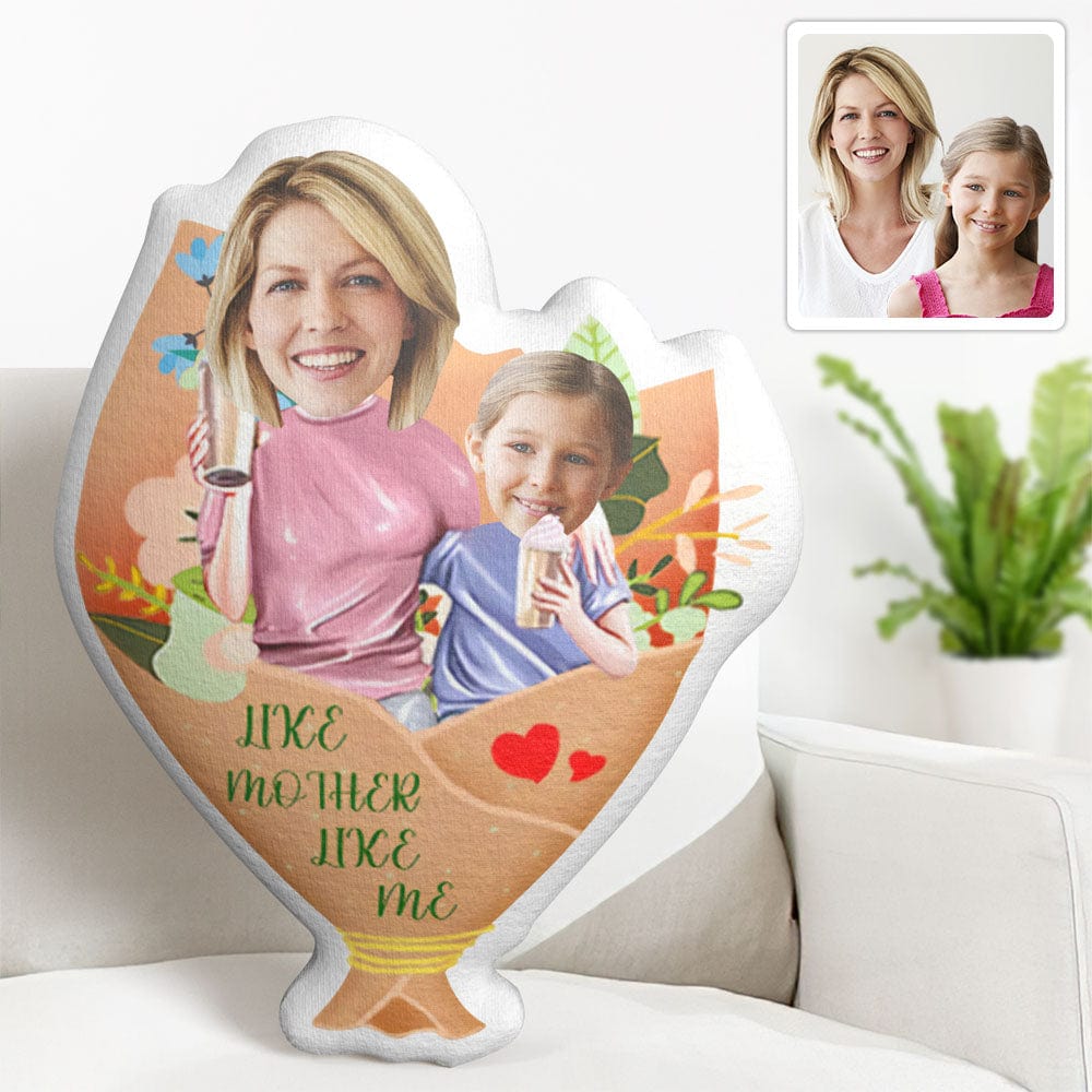 Custom Photo Face Pillow Mother's Day Flower Face Pillow Like Mother Like Me - Giftlab