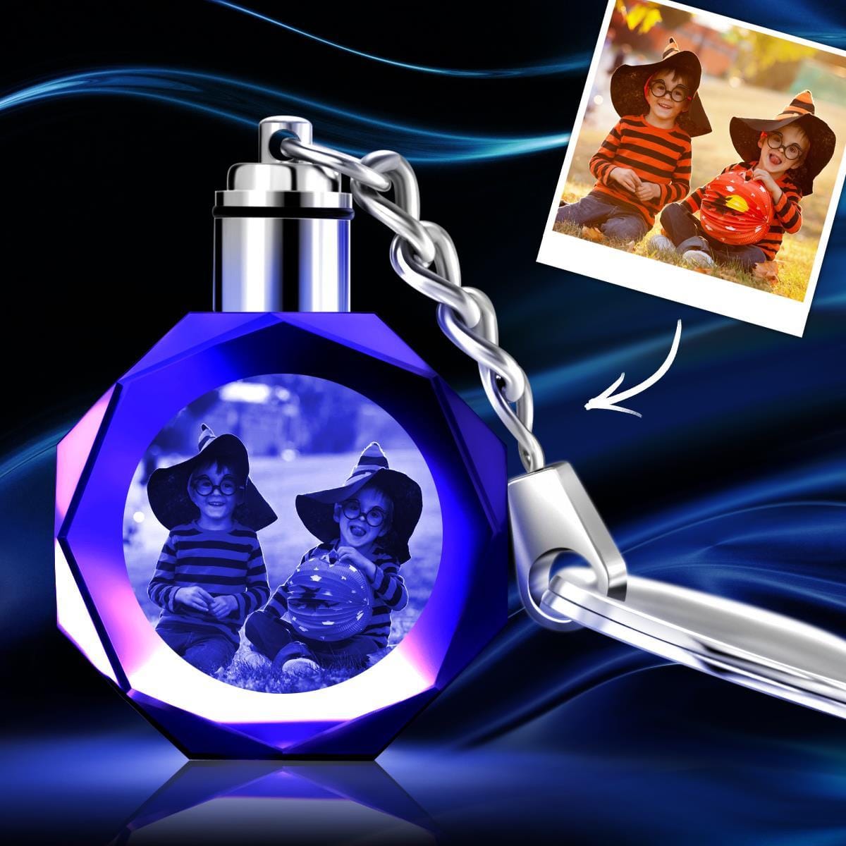 Crystal Keychain Personalized Photo Keychain Halloween Gift - Giftlab
