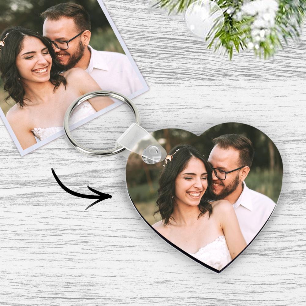 Custom Wooden Keychain Photo Keychain 5 Year Wood Anniversary Gift Valentines Day Gifts - Giftlab