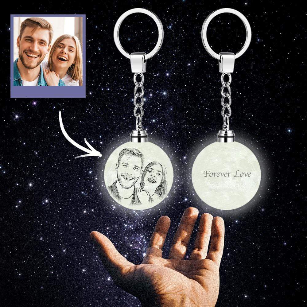 Photo Moon Lamp Keychain 3D Printed Anniversary Gifts Multicoulor Light - Giftlab