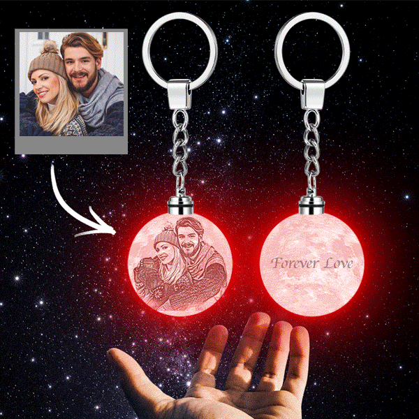 Custom Photo Moon Lamp Keychain 3D Printed Gifts for Her - Giftlab