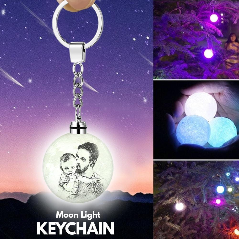 Father's Day Keychain Custom Photo Moon Lamp Keychain 3D Printed Colorful Gifts for Dad - Giftlab