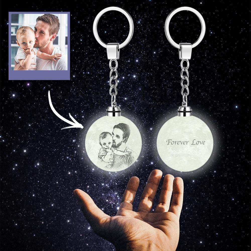 Father's Day Keychain Custom Photo Moon Lamp Keychain 3D Printed Colorful Gifts for Dad - Giftlab