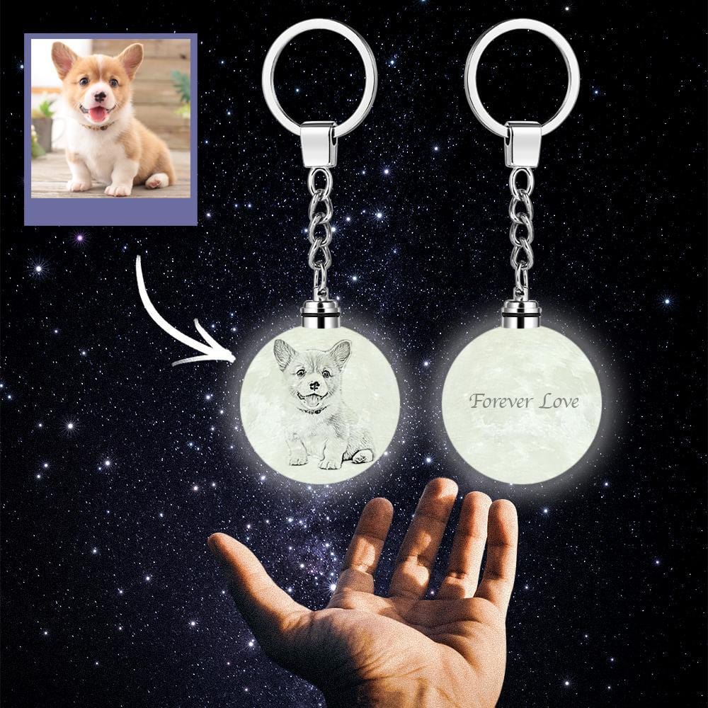Photo Moon Lamp Keychain Personalized 3D Printed Memorial Gifts - Giftlab