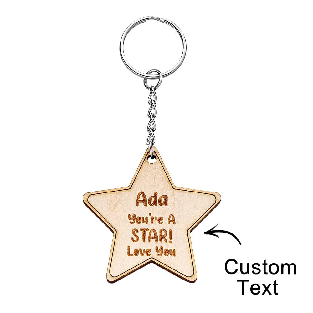 Custom Engraved Keychain Pentagram Creative Wooden Gifts - Giftlab