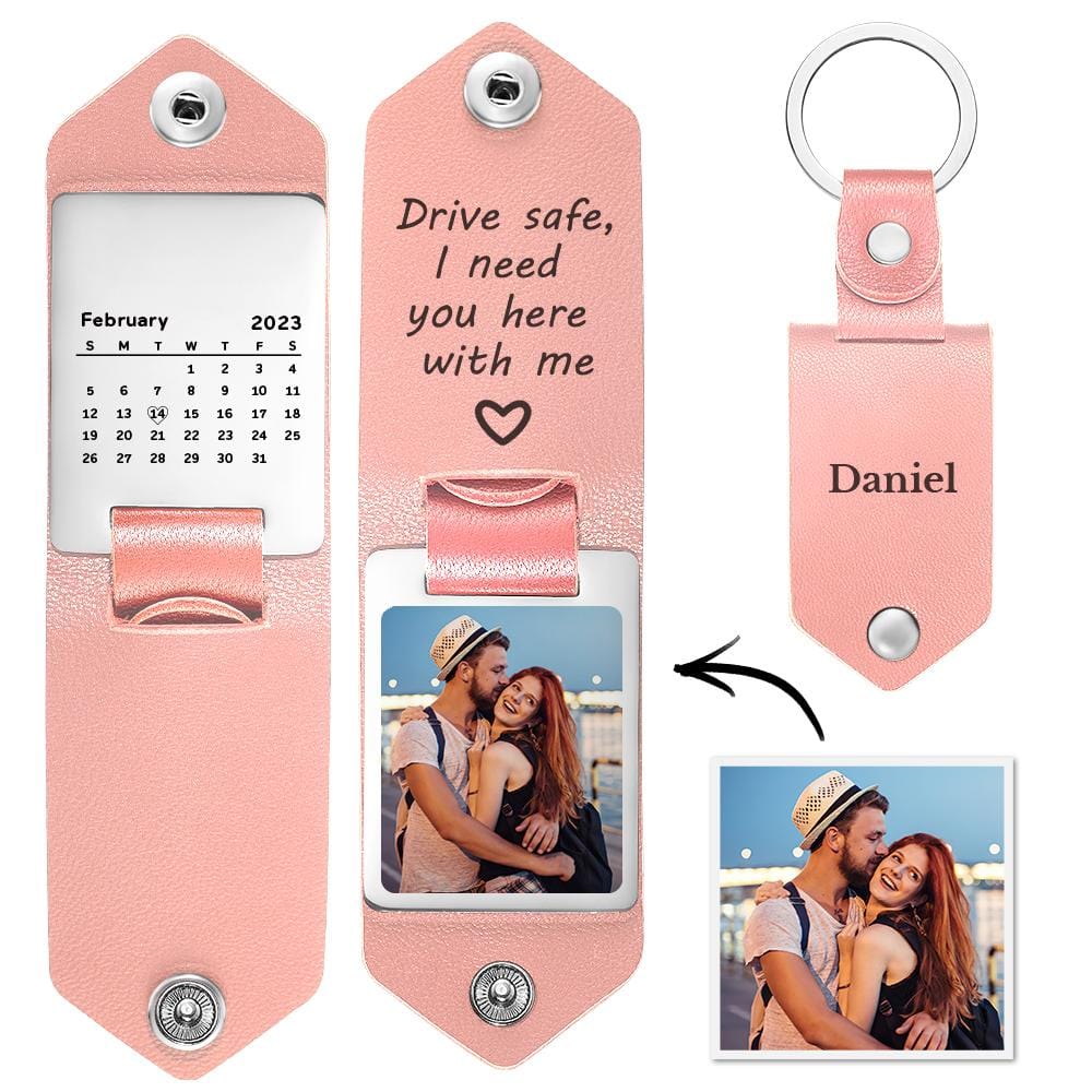 Drive Safe Keychain Gifts for Lover Calendar Keychain Photo Gifts - Giftlab