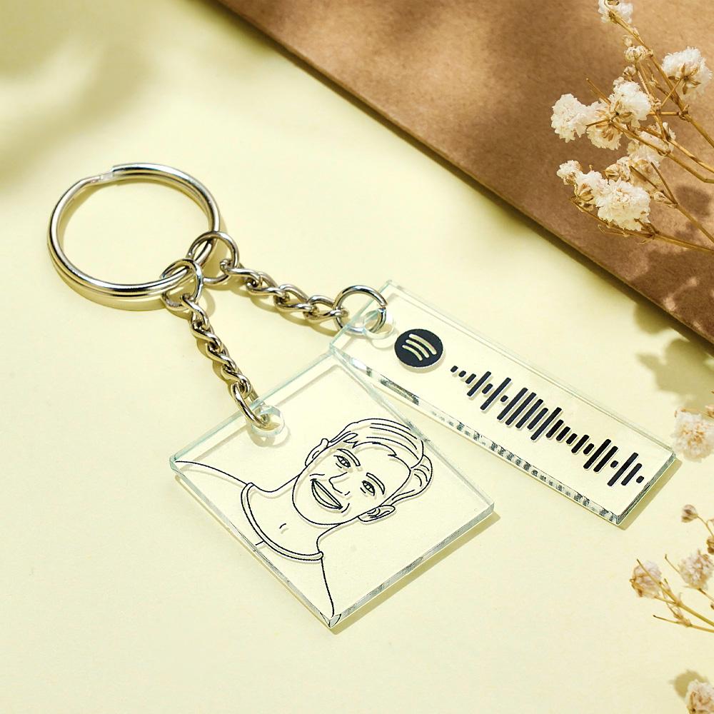 Personalized Photo Keychain Custom Scannable Spotify Code Keychain Memorial Song Gift - Giftlab