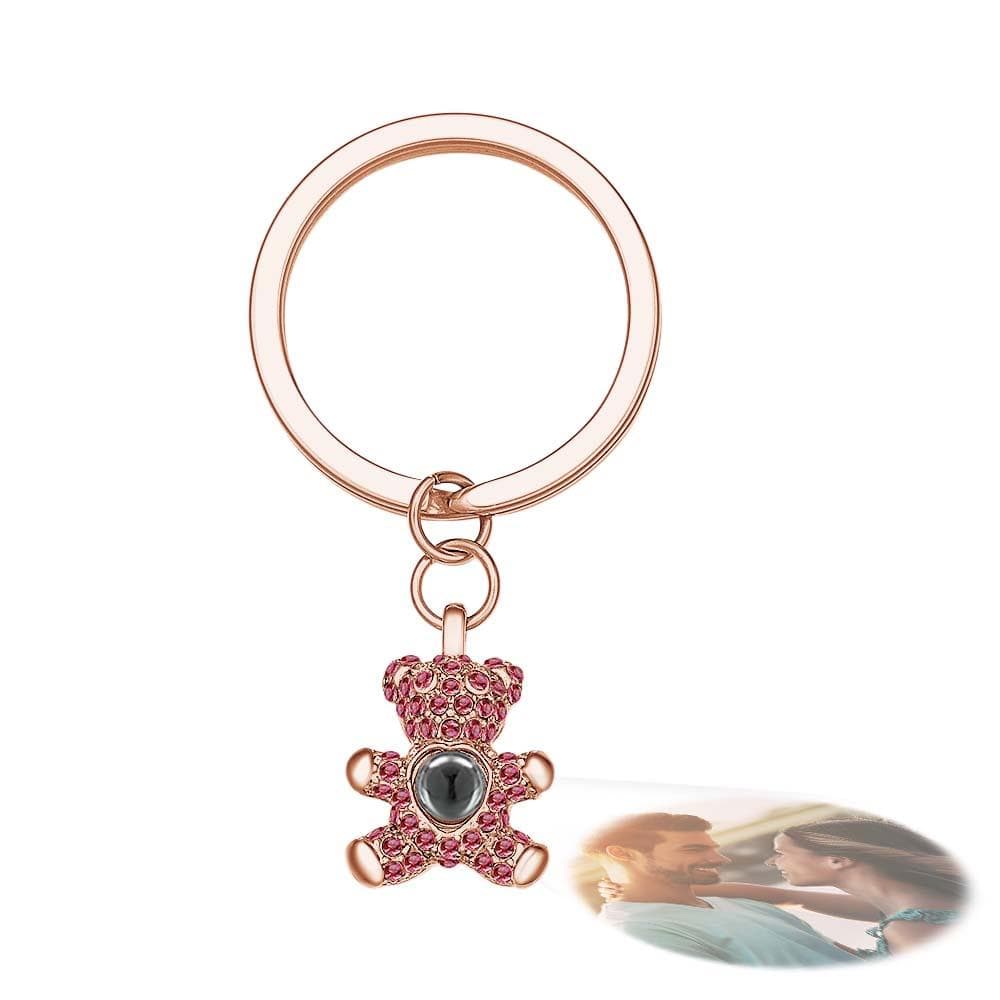 Custom Photo Projection Keychain Cute Bear Personalized Photo Keychain Gift - Giftlab