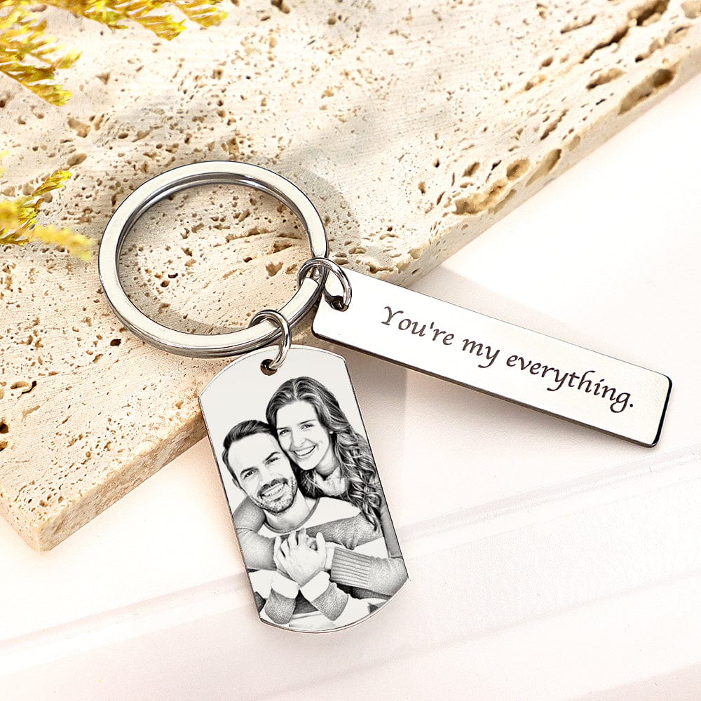 Personalized Photo Keychain With Text Unique Engraved Keychain Gifts For Couples - Giftlab