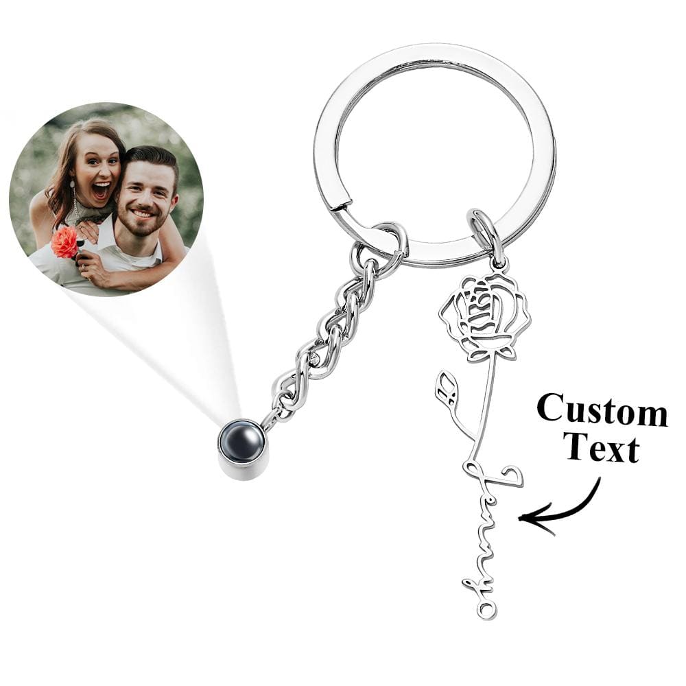 Custom Projection Keychain Birthday Flower Romantic Gift - Giftlab