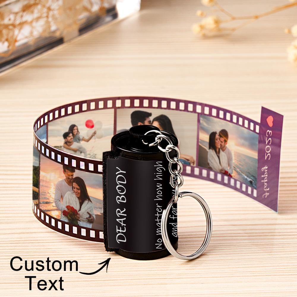Custom Text Colorful Roll Film Keychain Camera Keychain Meaningful Gifts For Couples - Giftlab