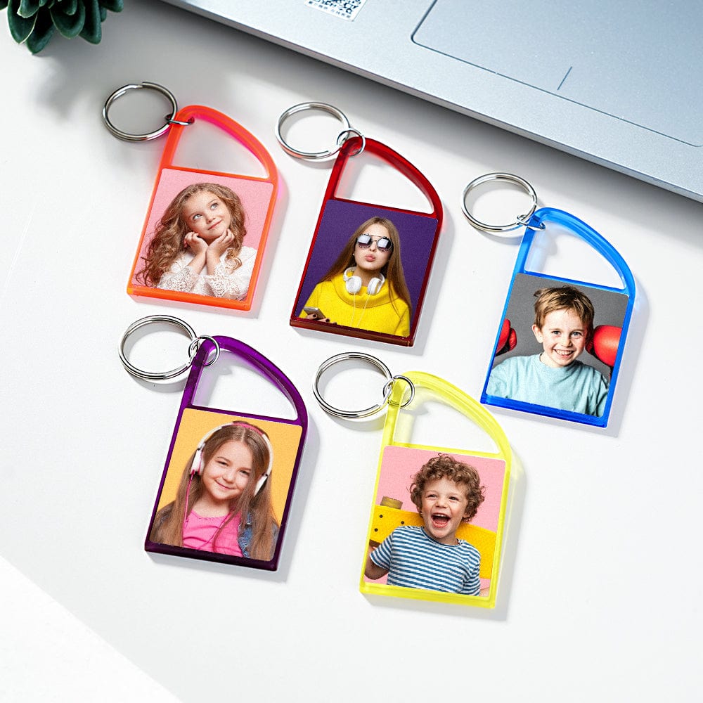 Custom Multicolor Snap-in Photo Carabiner Keychain WIth Text - Giftlab