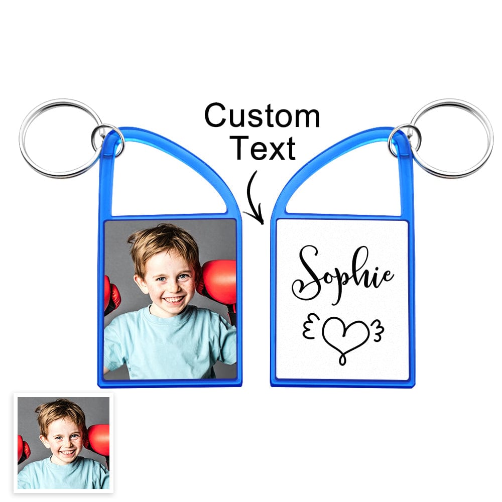 Custom Multicolor Snap-in Photo Carabiner Keychain WIth Text - Giftlab