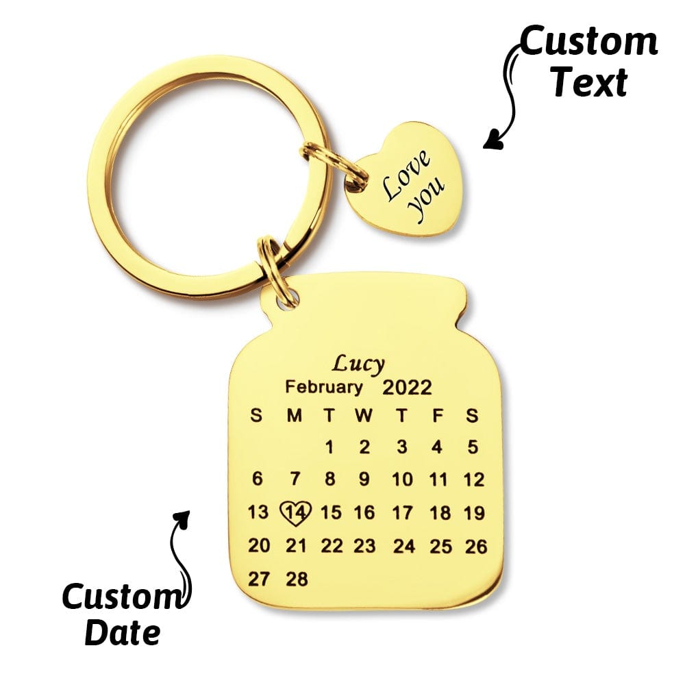 Custom Engraved Bottle Calendar Keychain Save The Date Keychain Birthday Gift - Giftlab