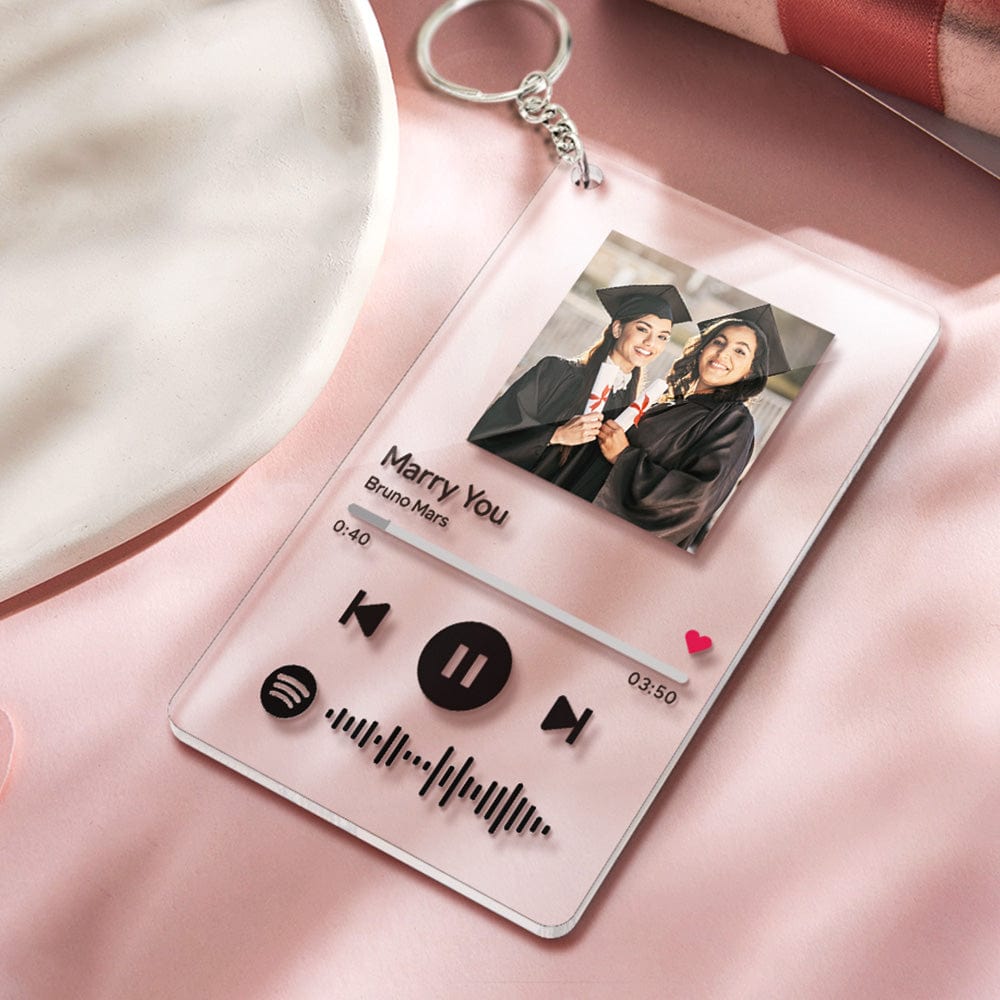 Custom Music Plaque Keychain Spotify Keychain Custom Graduation Gifts - Giftlab