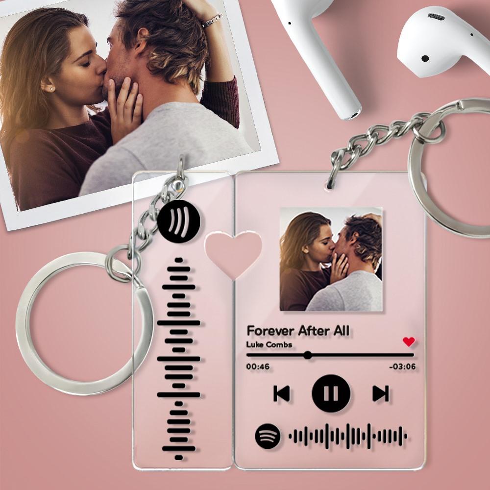 Spotify Song Keychain Photo Keychain Gifts for Couple Heart Valentines Day Gift - Giftlab