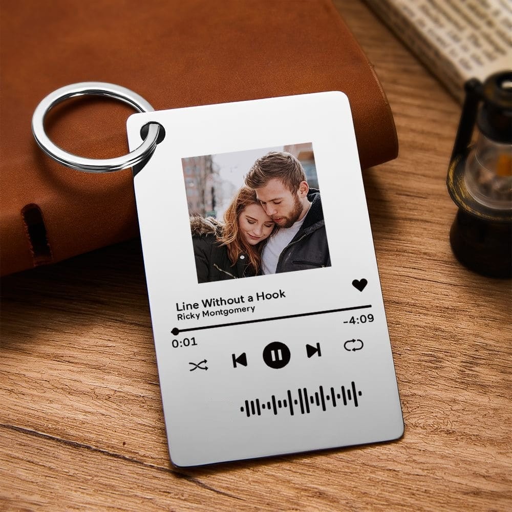 Photo Keychain With Song Code Personalised Music Keyring Gifts for Couples - Giftlab