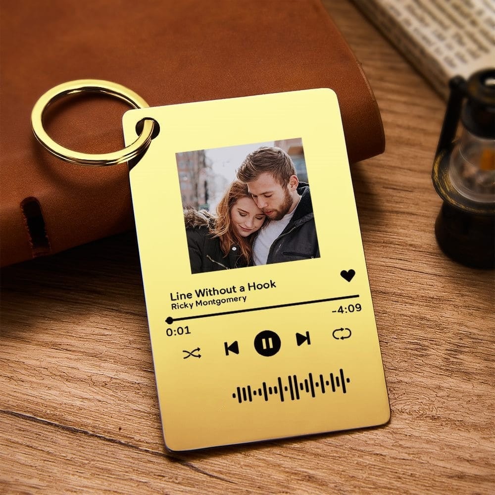 Photo Keychain With Song Code Personalised Music Keyring Gifts for Couples - Giftlab