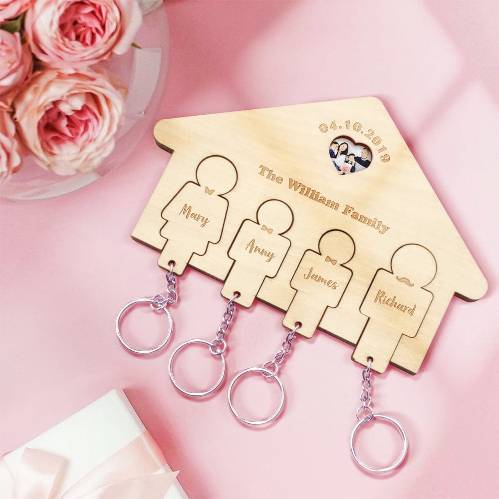 Custom Wooden Photo Couples Key Holder Personalized Name Home Decorative Gifts - Giftlab