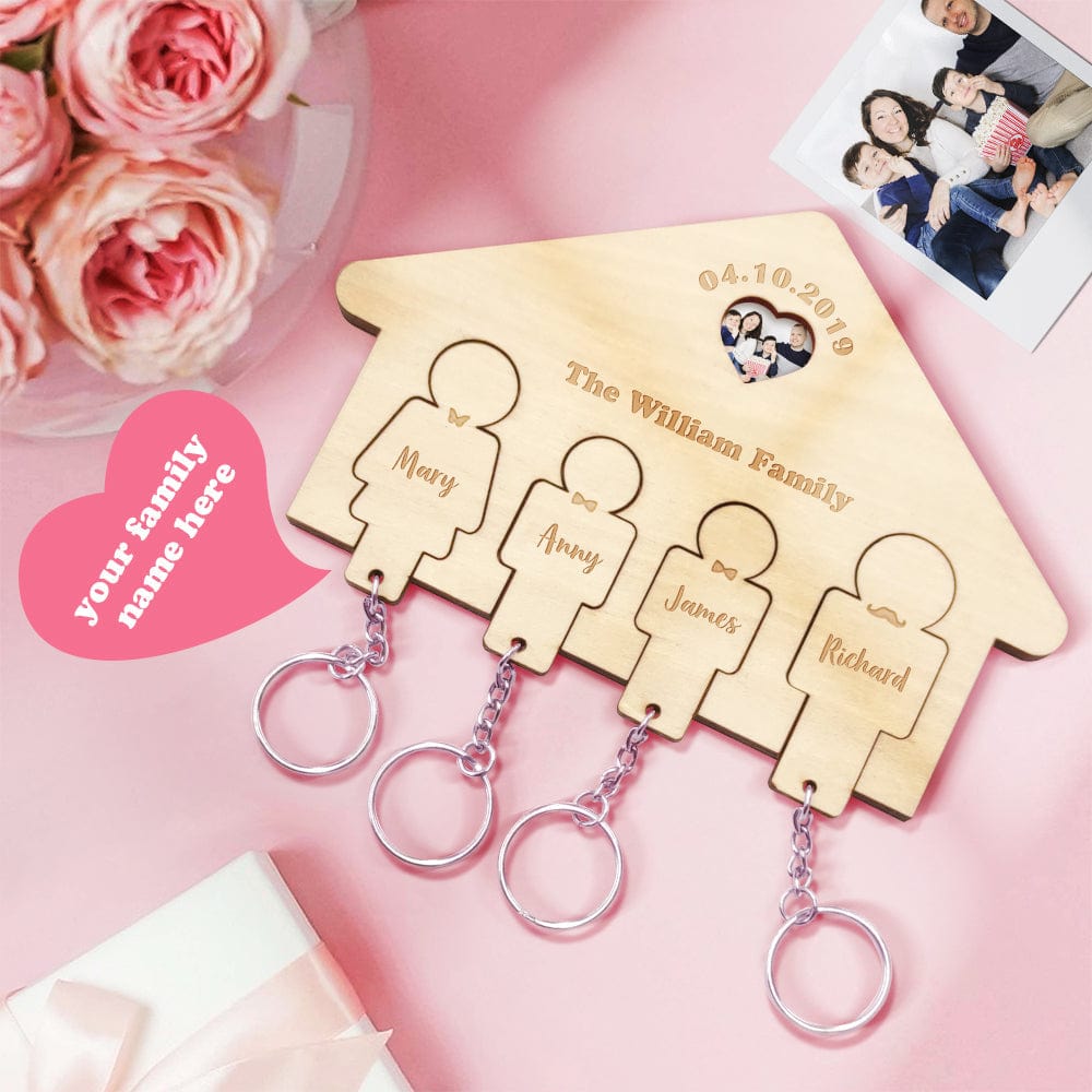 Custom Wooden Photo Couples Key Holder Personalized Name Home Decorative Gifts - Giftlab