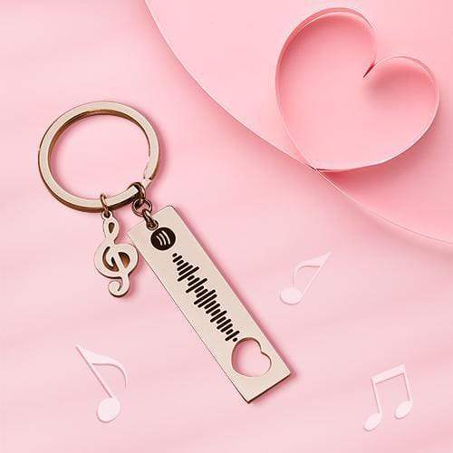 Custom Music Keychain Spotify Gifts for Couple Music Note Gold Billie Eilish Songs Gifts - Giftlab