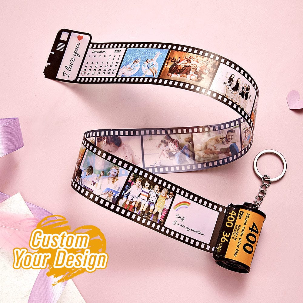 Custom Camera Roll Film Keychain with Text Calendar Keychain I Love You Gifts Save The Date Keychain - Giftlab